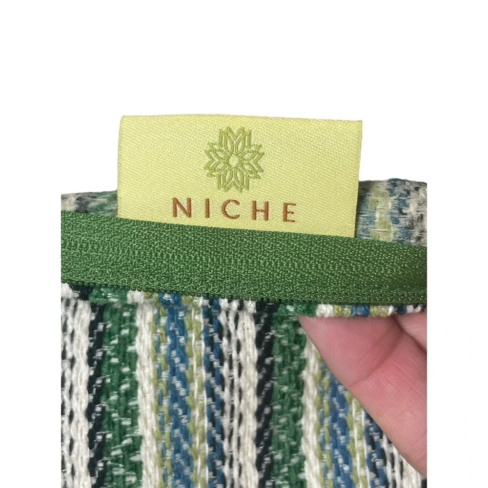 Eastern Accents Striped Embroidered Pillow Covers Cases Set 2 Green Luxury Decor